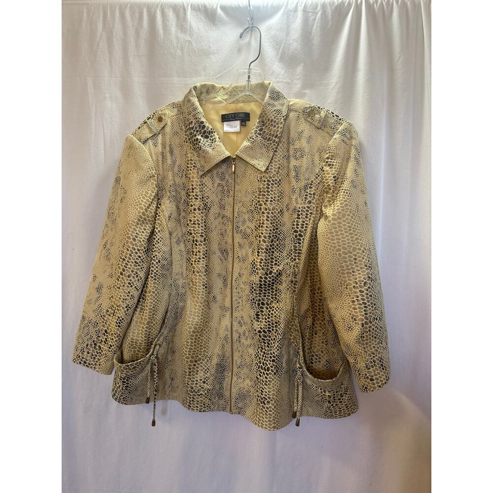 City Girl by Nancy Bolen Snakeskin Print Zip-Up Blazer Jacket – Size XL